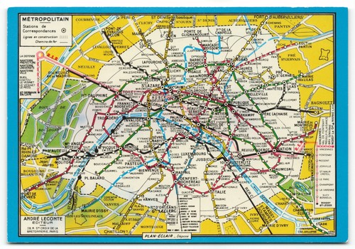 Paris metro subway map - map, 1940s