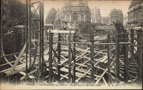 Paris metro im bau - ak,