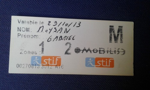 Ticket transport metro paris - ticket,