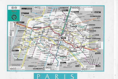 Paris metro karte postkarte - metro,