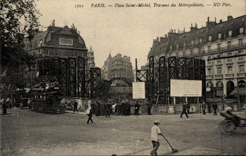 Paris metro im bau - ak,
